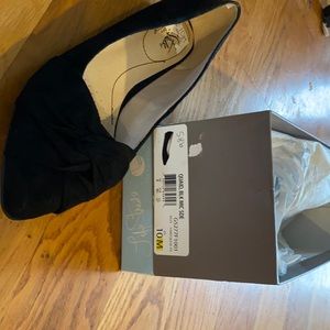 Black suede flats with top detail